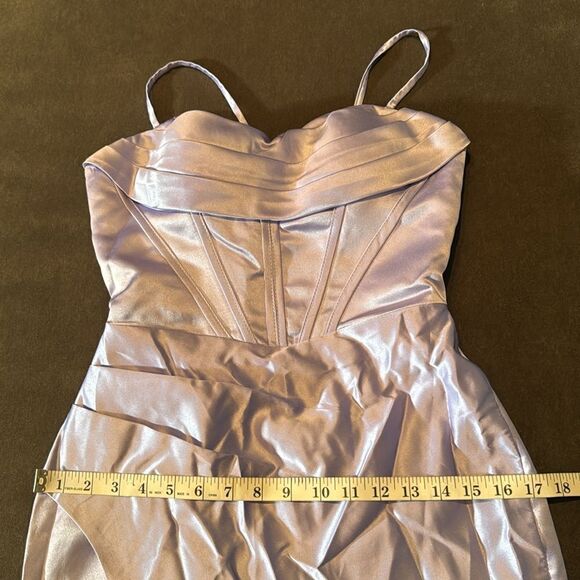 Women’s Purple Full Length Prom Party Dress Criss Cross Straps Leg Slit Size 2 - Picture 11 of 14